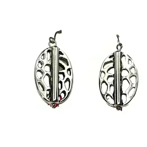 Premier Designs Jewelry - "Del Monte" Earrings Silver Plated - Oval Design - Picture 1 of 3